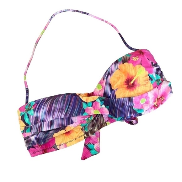 🌺 Nanette Lepore Tropical Floral Vacation Bandeau Bikini Top Size XS - Picture 1 of 10